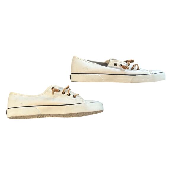 Sperry Top Sider Seacoast Women’s Size 8.5M White Canvas Boat Shoes - Picture 5 of 7